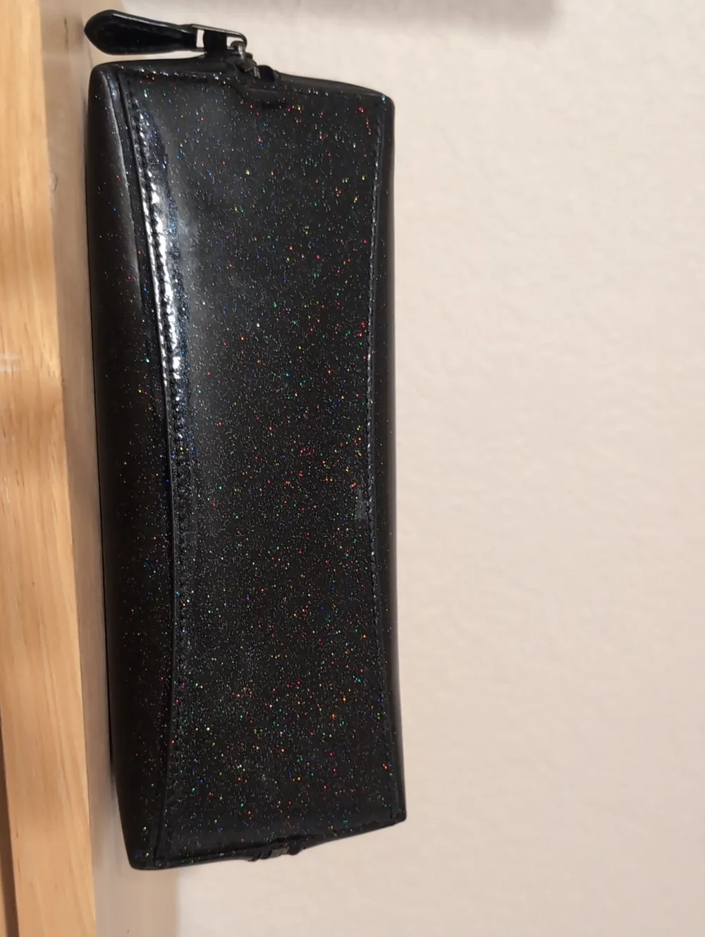 Coach Black Glitter Zip Cosmetic Pouch